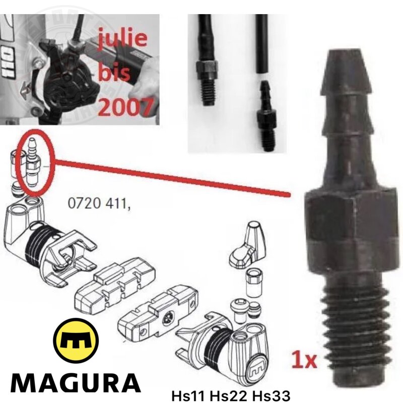 1x Magura HS11 22 33 Leitungsanschluss M6 Schraube Befüllstutzen