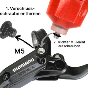Service Kit inkl 100ml SHIMANO Mineralöl Scheibenbremsen mit Bleedblock & M5 Befüllbecher