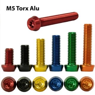 Alu M5 Torx T25 Schraube 7075 Din 912 bolt x5,10,12,16,18,20,25,30 rot schwarz gold blau orange gr&uuml;n