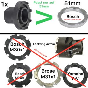 Lockringtool 51mm für Bosch Ebike Kettenblatt Motor...