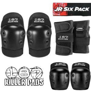 187 Killer Pads Jr. Six Pack Set schwarz