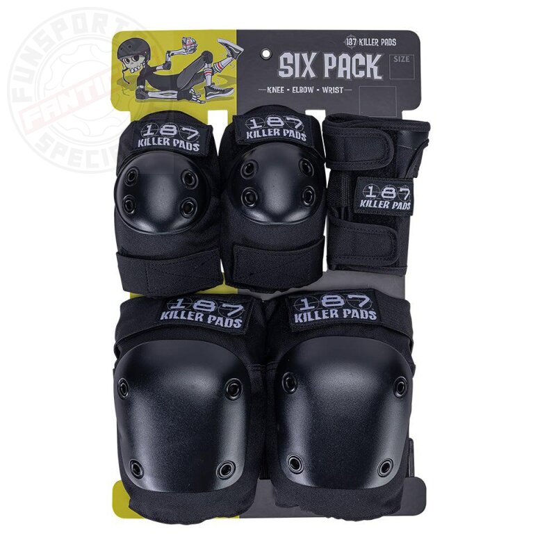 187 Killer Pads Adult Six Pack Knie-, Handgelenk- & Ellenbogenschoner XS schwarz