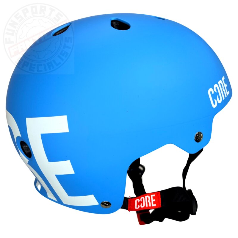 Core Street Stunt-Scooter Skate Dirt Helm Blau/Logo Weiß S/M (55-58cm)