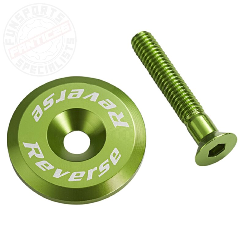 Reverse Alu Steuersatzkappe + Alu Schraube M6x32 hell grün