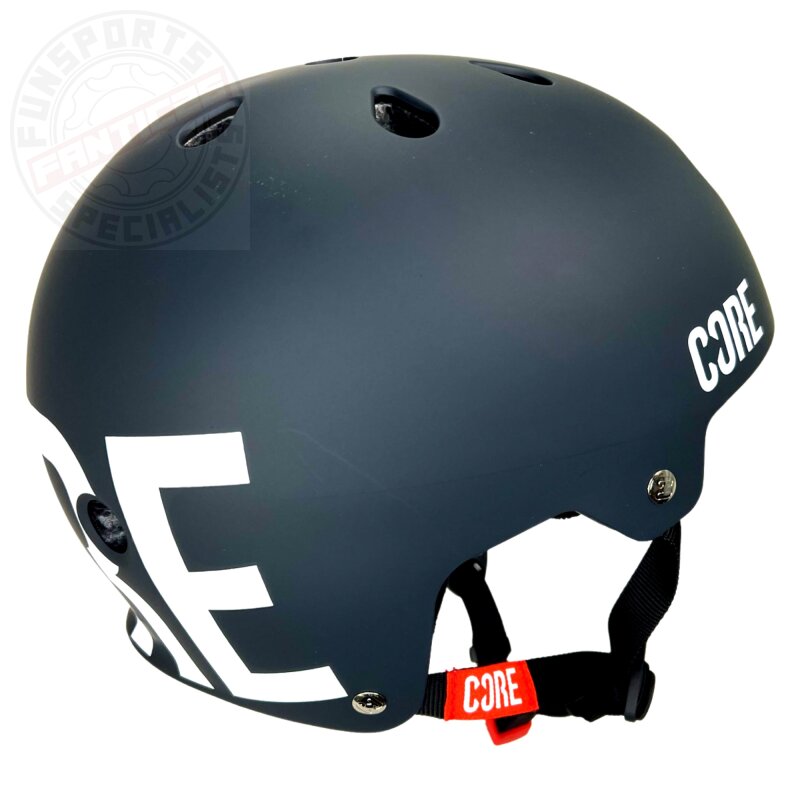 Core Street Stunt-Scooter Skate Dirt Helm Schwarz/Logo Weiß L/XL (59-61cm)
