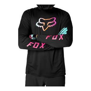 Fox Defend LS Jersey Schwarz/Logo Pastell M