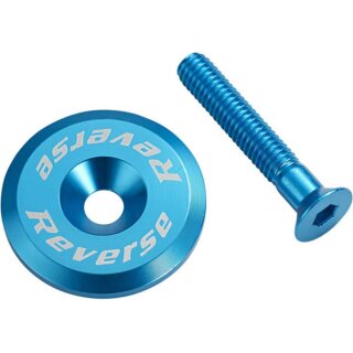 Reverse Alu Steuersatzkappe + Alu Schraube M6x32 hell blau