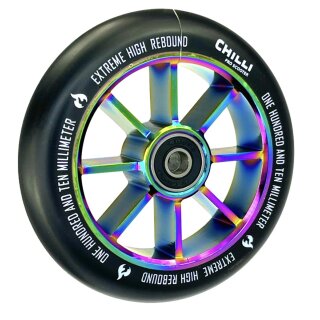 Chilli Pro Stunt-Scooter Spoked Rocky Rolle 110mm Neochrom/PU Schwarz