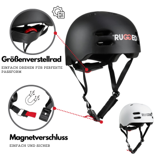 Rugged Stunt-Scooter / Skate / Inliner / Fahrrad Helm leicht schwarz L (58-61cm)