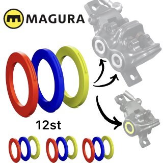 Magura Blenden-Ring Kit für Bremszange, 4 Kolben Zange, ab MJ2015 blau/neonrot/neongelb