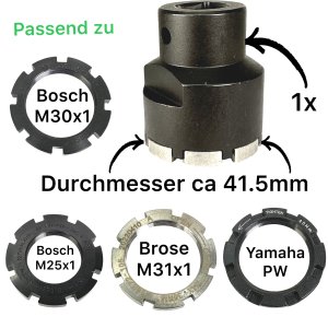 Lockringtool Kettenblatt Nuss für Bosch Gen.3, Gen 4, Performance CX , Brose Drive S ,Yamaha