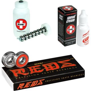 Bones Reds Kugellager (8er Pack) + Kugellager Reiniger Dose + Speed Cream (Bundle)