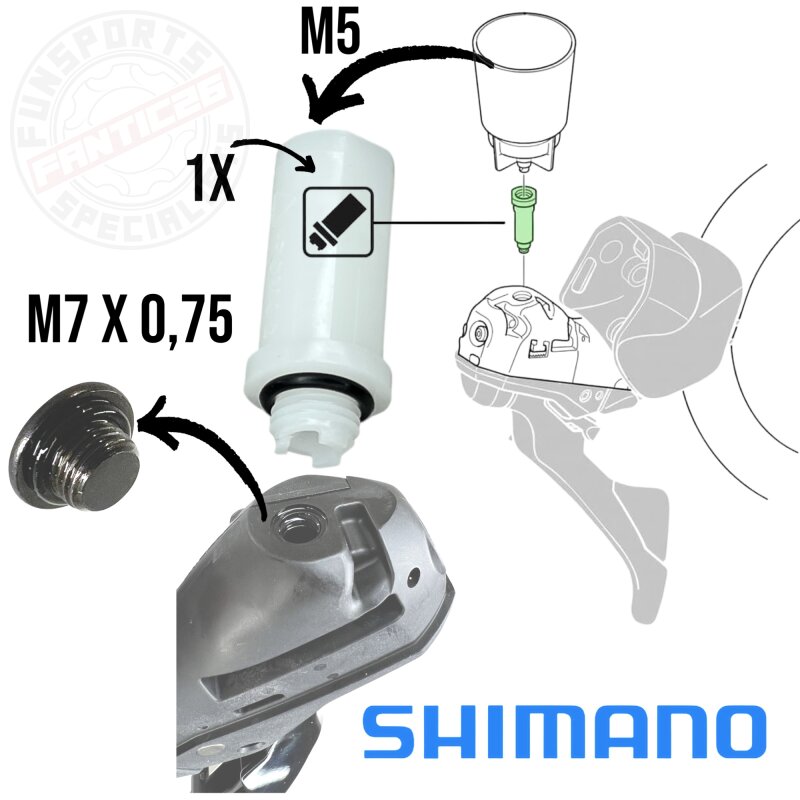 Shimano Rennrad / Gravel Adapter zum Entlüften von Road Scheibenbremsen M5 auf M7*0,75