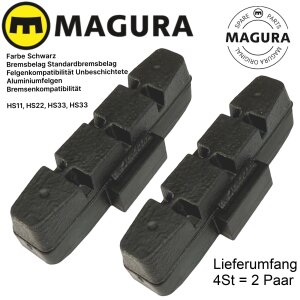 2 paar Magura Bremsbeläge für unbeschichtet Felgen Hs11 HS22 HS33 Evo Standard Schwarz
