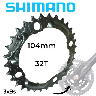 Shimano DEORE FC-M590 Fahrrad MTB Kurbel Ersatz Kettenblatt 32T Schwarz