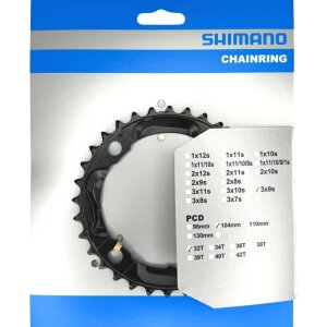 Shimano DEORE FC-M590 Fahrrad MTB Kurbel Ersatz Kettenblatt 32T Schwarz
