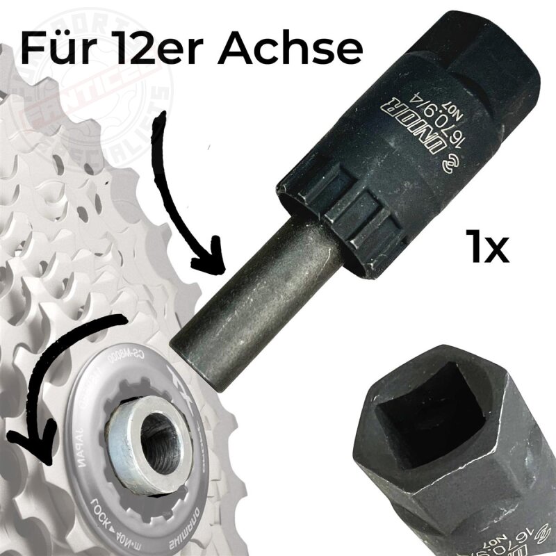 Unior Kassettenabzieher für 12ér Steckachse Kassettenverschluss Ring / Centerlock montage...