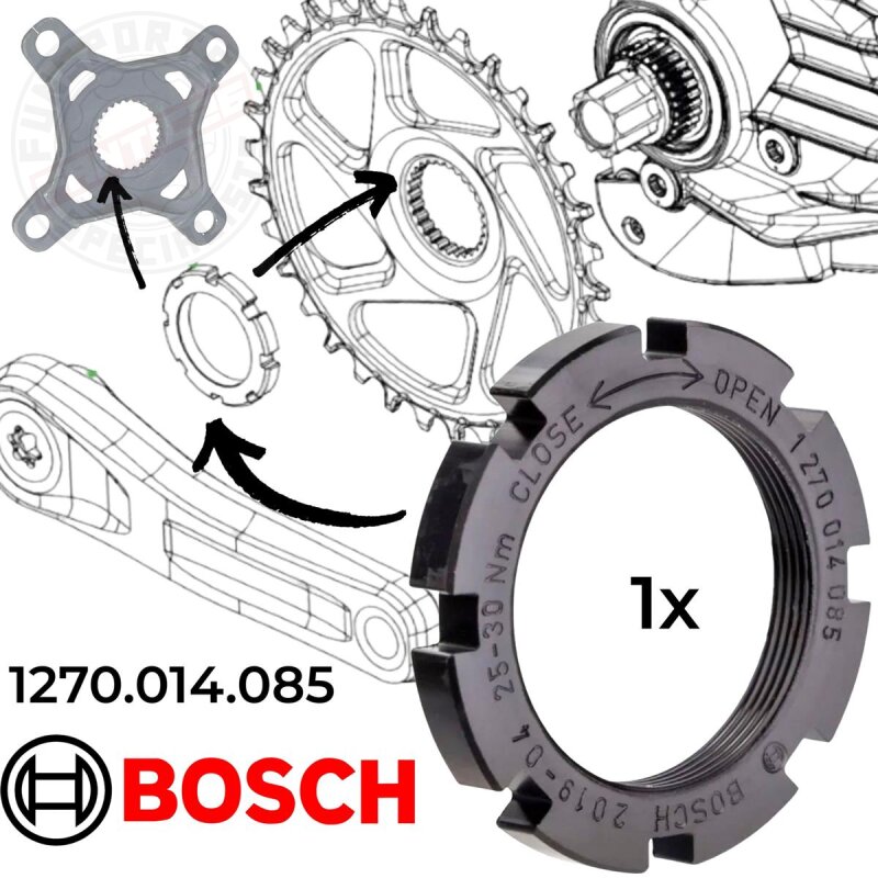 Bosch Ebike Motor Kettenblatt Spider Lockring M30x1 Perf / Cargo / CX / Speed (BDU4xx)
