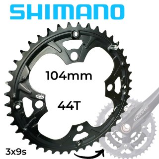 Shimano MTB Fahrrad Ersatz Kettenblatt für DEORE FC-M480 Kurbel 44T (3x9) Schwarz