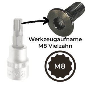 1 x Titan M8 x23 Vielzahn Senkkopfschraube für Türschlossplatte passend für VW Audi Seat Schwarz