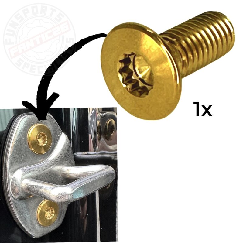 1 x Titan M8 x23 Vielzahn Senkkopfschraube für Türschlossplatte passend für VW Audi Seat Gold