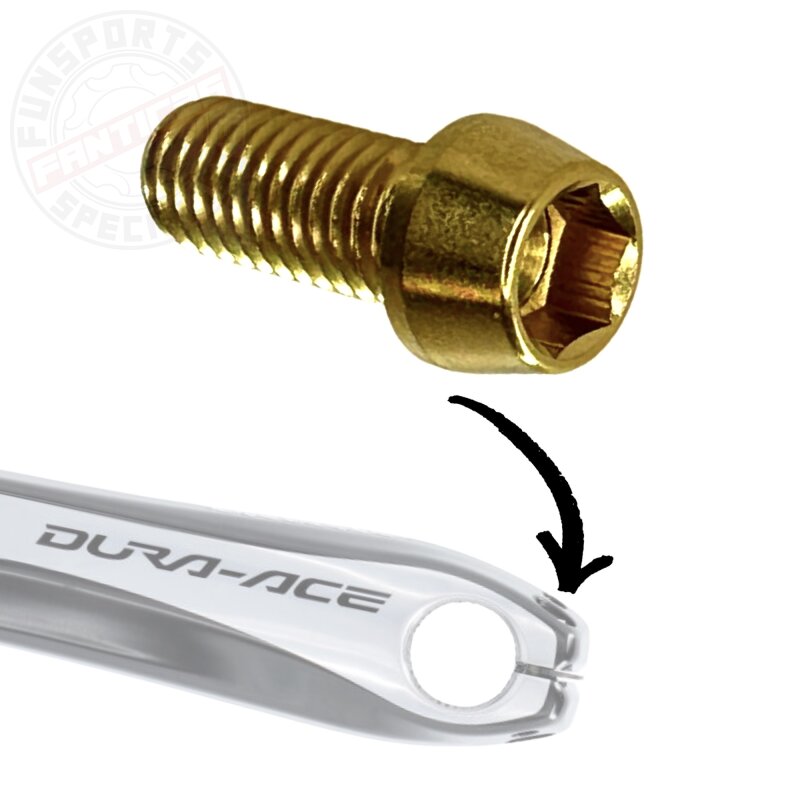 Titan M6 Innensechskant Hollowtech 2 Shimano Kurbelarm Klemm Schraube 14,5mm gold