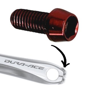 Titan M6 Innensechskant Hollowtech 2 Shimano Kurbelarm Klemm Schraube 14,5mm rot