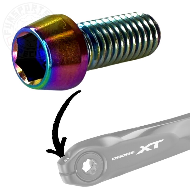 Titan M6 Innensechskant Hollowtech 2 Shimano Kurbelarm Klemm Schraube 18,5mm neochrome