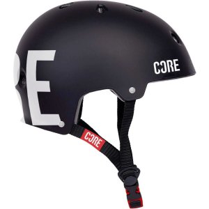 Core Street Stunt-Scooter Skate Helm Schwarz/Logo Weiß