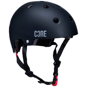 Core Street Stunt-Scooter Skate Helm Schwarz/Logo Weiß