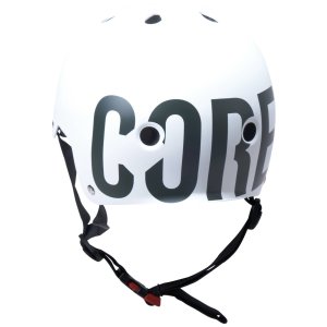 Core Street Stunt-Scooter Skate Dirt Helm Weiß/Logo Schwarz