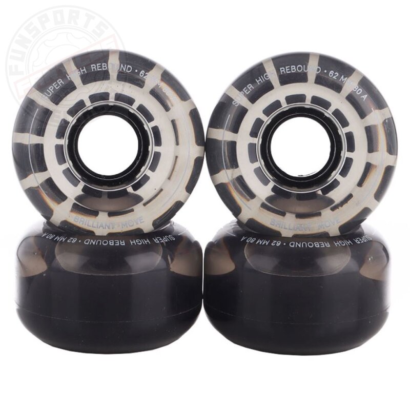 Luna Skates 4er-Set Ersatz-Rollen 62mm 80A Schwarz/Transparent