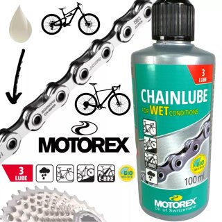 Motorex Fahrrad MTB Road Ebike Kettenöl Chainlube Wet Conditions 100ml