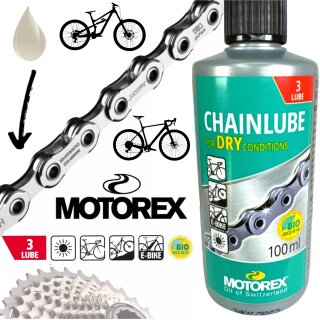 Motorex Fahrrad MTB Road Ebike Kettenöl Chainlube Dry Conditions 100ml