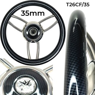 Savoretti Sport Motorboot Steuerrad Edelstahl Lenkrad Carbon Look 35cm