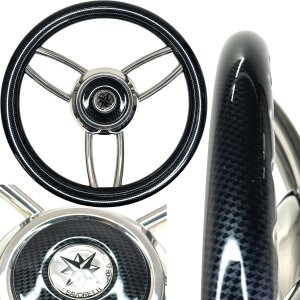 Savoretti Sport Motorboot Steuerrad Edelstahl Lenkrad Carbon Look 35cm