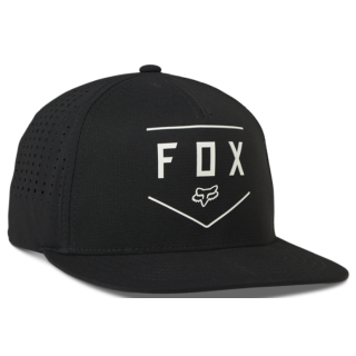 Fox Shield Tech Snapback Cap Schwarz/Logo Weiß einstellbar