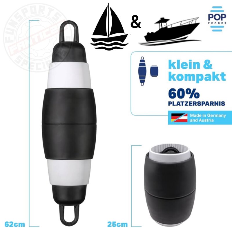 Pop Fender Boot teleskopierbar Zebra Schwarz