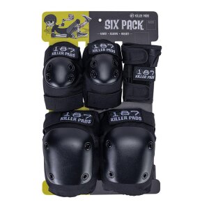 187 Killer Pads Adult Six Pack Knie-, Handgelenk- & Ellenbogenschoner L/XL schwarz