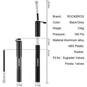 Rockbros Fahrrad Luftpumpe Rahmenpumpe für Presta und Schrader Ventil