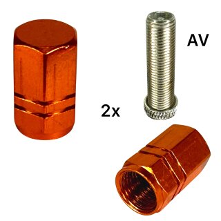 F26 Fahrrad Alu Ventilkappen für SV Presta / Französisches  AV Auto Ventil Orange