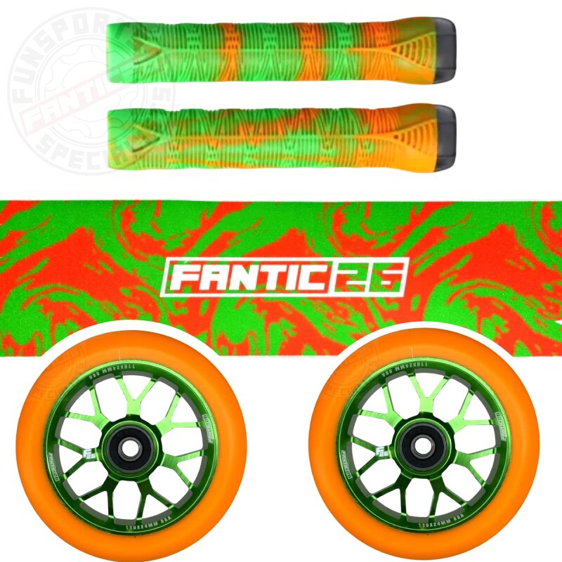 Fantic26 Stunt Scooter Ersatzteile Bundle Swirl Grün/Orange