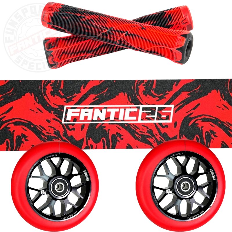 Fantic26 Stunt Scooter Ersatzteile Bundle Swirl Schwarz/Rot