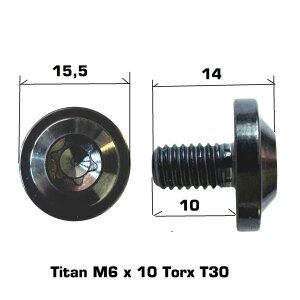 Titan M6x10 Torx T30 Flachkopf Motorraum Verkleidung Schraube Schwarz