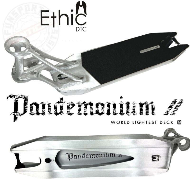 Ethic DTC Pandemonium V2 Stunt-Scooter Deck gebürstet Alu Silber