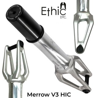 Ethic DTC Merrow V3 Stunt-Scooter Gabel HIC 222g Raw Silber
