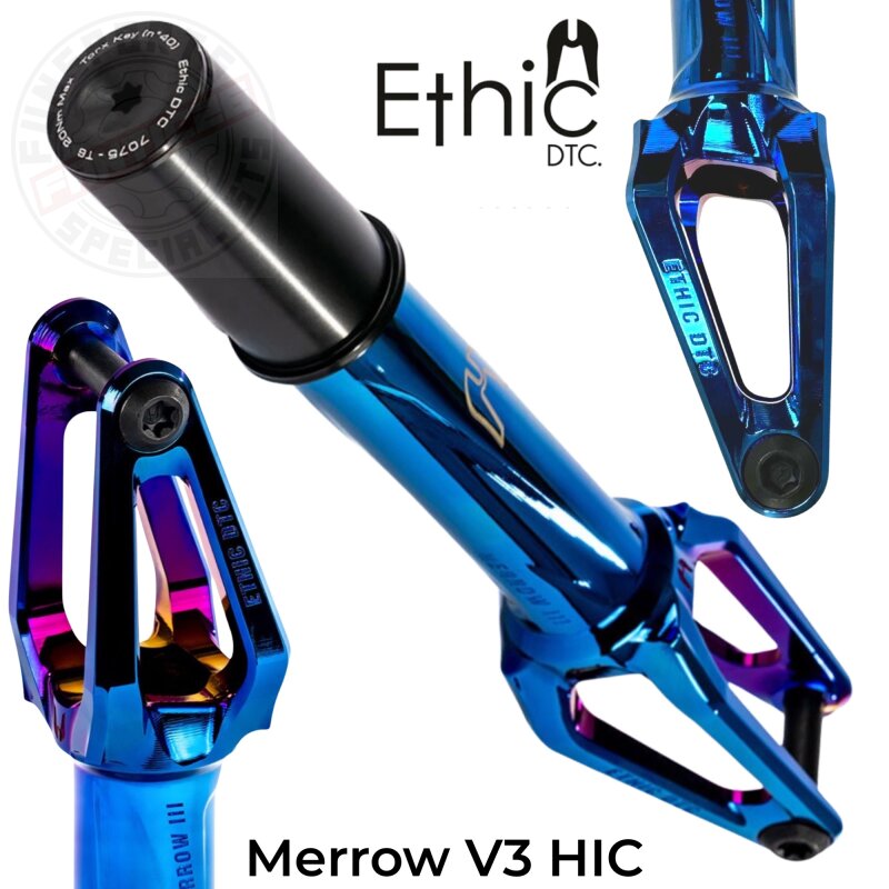 Ethic DTC Merrow V3 Stunt-Scooter Gabel HIC 222g Chrome Blau