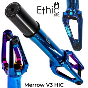 Ethic DTC Merrow V3 Stunt-Scooter Gabel HIC 222g Chrome Blau