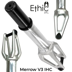 Ethic DTC Merrow V3 Stunt-Scooter Gabel IHC 229g Raw Silber