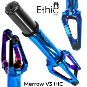 Ethic DTC Merrow V3 Stunt-Scooter Gabel IHC 229g Chrome Blau